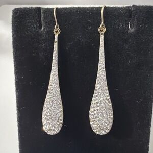 Vintage Turkish 14k Gold Over 925 Sterling Silver Crystal Teardrop Earrings
